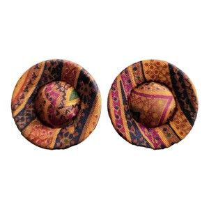 Vintage Cloth Covered Hat Inspired Pierced Earrings